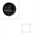 Black circular electronic measuring ruler with precise lcd display showing 666.6 cm and white mounting plate