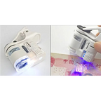 White plastic clip-on magnifier digital microscope camera with 100x zoom built-in led light and adjustable focus for currency inspection