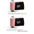 Digital plastic visual shower faucet water thermometer in pink with black display for consumption water monitoring