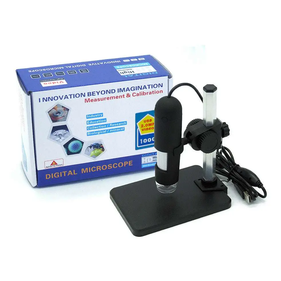 Black digital usb microscope camera with silver adjustable arm and 2.0mp capture resolution for detailed magnification
