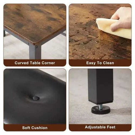 Dining Table Set, Industrial Style Dining Table And Kitchen Chairs - Royalessencelux