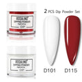 Rosalind dipping powder nail beauty set with white plastic bottle jars in white d101 and deep red d115 for professional use