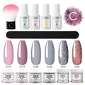 Rosalind dipping powder nail beauty set with five colored powders, four gel bottles, and white plastic bottle for professional use