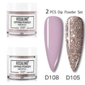 Rosalind dipping powder nail beauty set with two 10g jars in lavender and rose gold glitter and a white plastic bottle