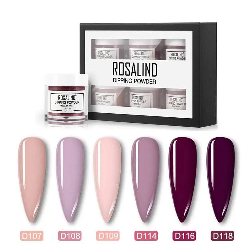 Rosalind dipping powder nail beauty set with white plastic bottle and pink brush with black polka dotted handle