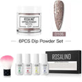 Rosalind dipping powder in a white plastic bottle with shimmering rose gold glitter for professional nail beauty