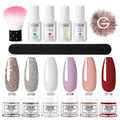 Rosalind dipping powder nail beauty set with glitter and solid powders includes white plastic bottle base coat activator and brush