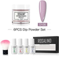 Rosalind dipping powder in a clear jar with white plastic bottle lid featuring soft lavender professional nail beauty set