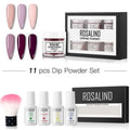 Rosalind dipping powder 11-piece nail beauty set with professional black and white packaging and white plastic bottle