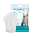 White soft textured disposable pet cleaning gloves designed for cleaning dogs and cats fur gently and effectively