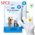 White disposable pet cleaning gloves with soft textured surface for gentle cleaning of dogs and cats