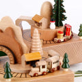 Wooden diy dancing christmas train music box featuring miniature houses trees snowman and a rotating train toy