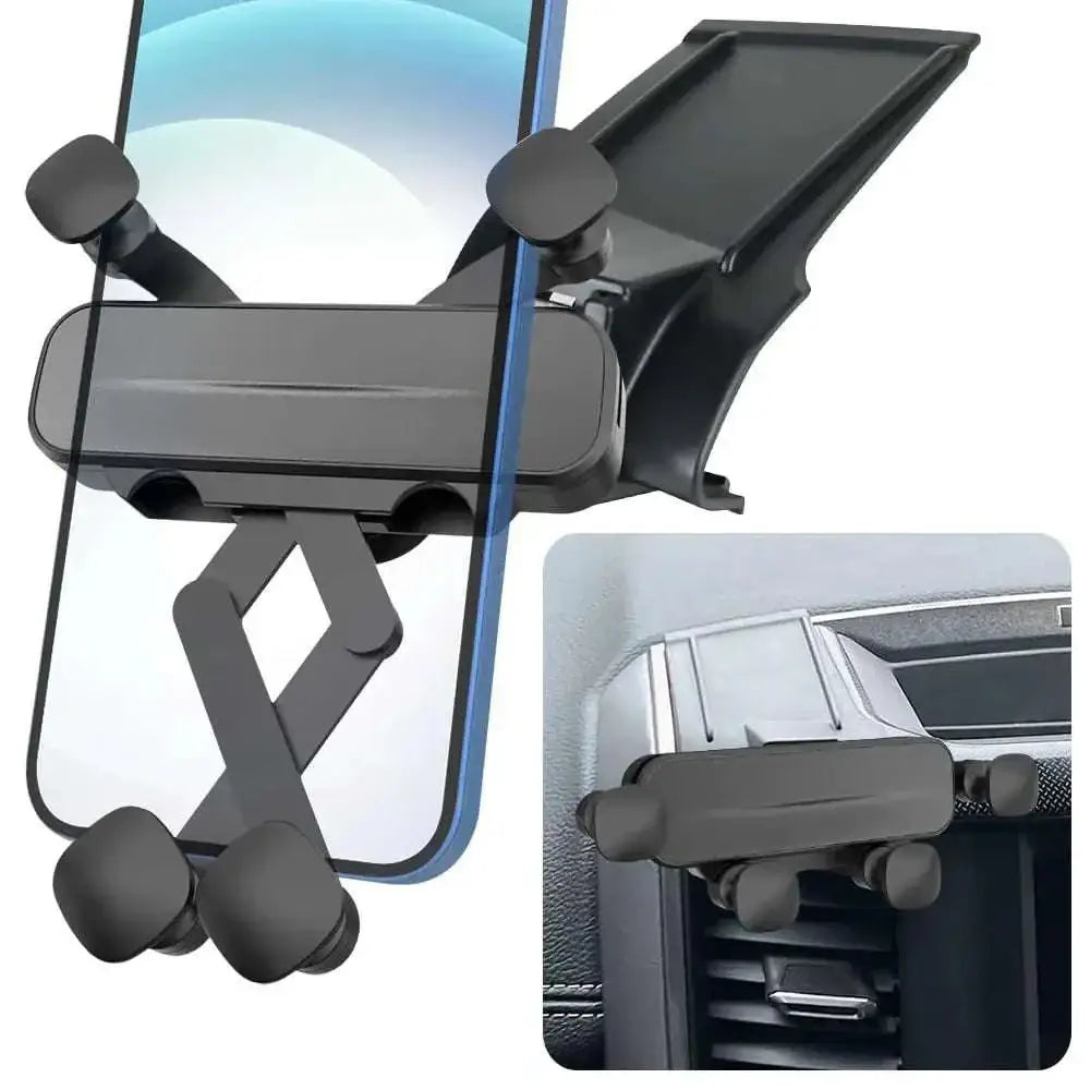 Black plastic dodge ram car phone holder with adjustable arms and suction cups for 5 and 8.4 inch screens