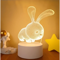 A white wireframe 3d rabbit led night light with glowing design featuring colorful touch remote control lights