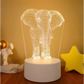 White elephant-shaped 3d led night light with wireframe design featuring colorful touch remote control lights