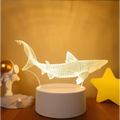 White shark-shaped 3d led night light with grid pattern and glowing outline featuring colorful touch remote control lights