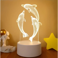 White acrylic dolphin 3d led night light with colorful touch remote control lights and glowing wireframe design