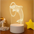 White wireframe dolphin 3d led night light with circular hoop design and colorful touch remote control lights