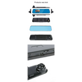 Black dual lens rearview mirror camera with blue-tinted screen and integrated camera lens for reversing image and rear night vision