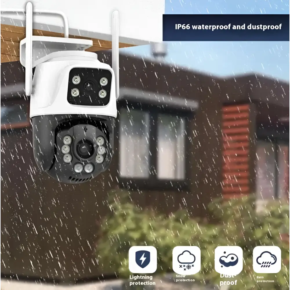 White and black dual screen wireless home monitor with dual antennas dome shaped outdoor security camera for surveillance