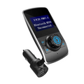 Black dual usb car bluetooth mp3 player with flexible gooseneck and sleek curved design with dual usb ports on charger base