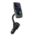 Black dual usb car bluetooth mp3 player with fm transmitter and flexible gooseneck for hands free audio control