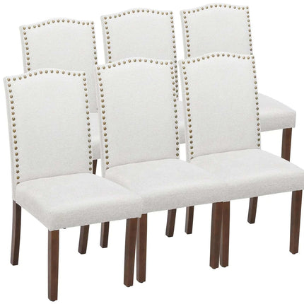 DUMOS Upholstered Dining Chairs Set of 6 Modern Upholstered Fabric Dining Room Chair with Nailhead Trim and Wood Legs Mid - Century Accent Dinner Chair for Living Room Kitchen Grey - Royalessencelux
