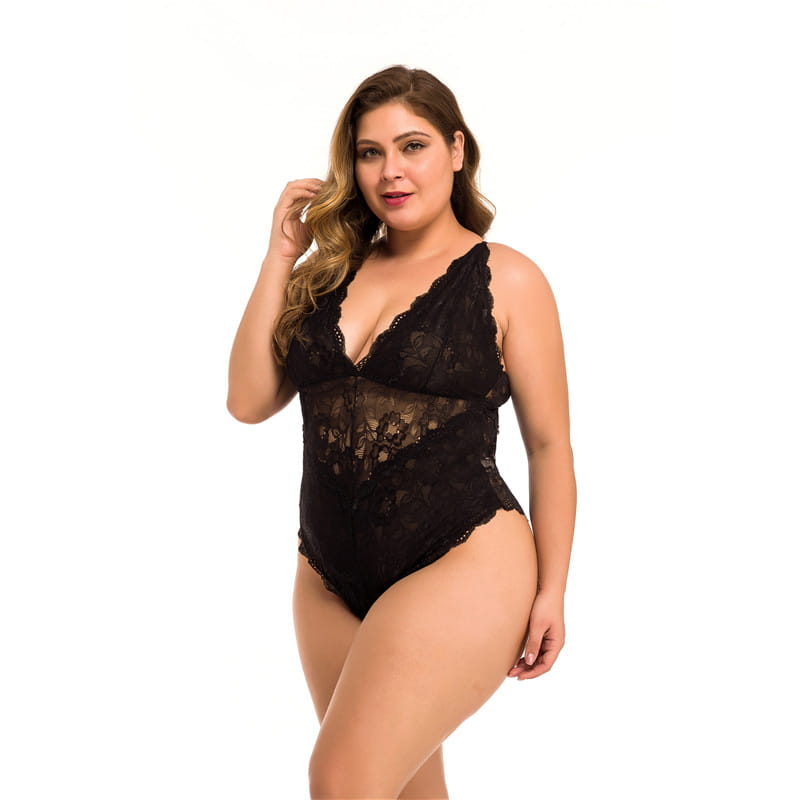 black lace plus size lace meshsexy bodysuit with deep v-neckline and delicate floral patterns in red floral plus size lace meshsexy lingerie