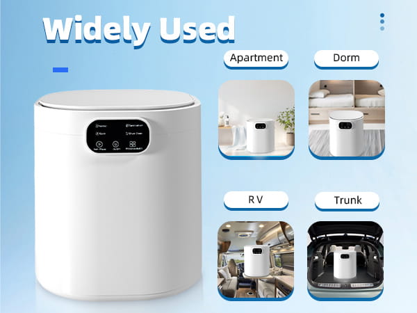 Portable white mini underwear washing machine with a sleek modern design and digital control panel for efficient mini underwear washing.