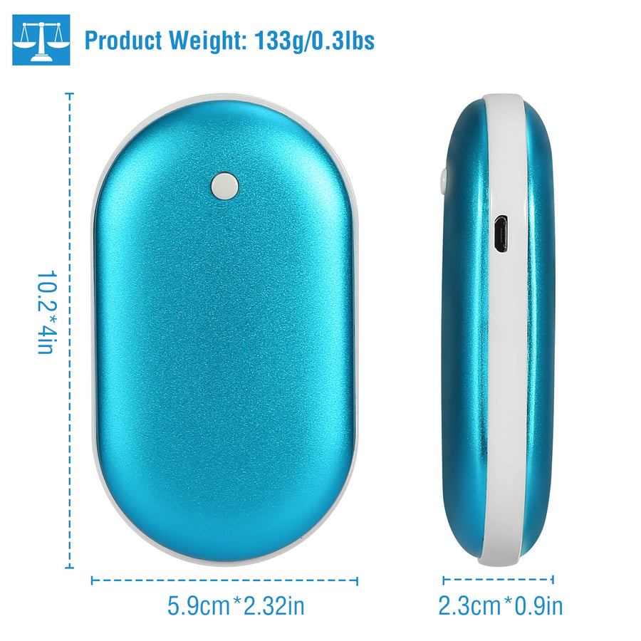 Rechargeable Hand Warmer & 5000mAh Power Bank - Double-Sided Heating, 3 Heat Levels