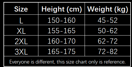 the size chart for women’s warm cashmere fleece lined thermal leggings displays sizes l through 3xl with corresponding height and weight ranges in centimeters and kilograms for warm cashmere winter wear.