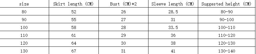 The table displays sizing information including skirt length, bust plus 2, sleeve length, and suggested height for the pink lace princess dress girls long sleeve tulle, ideal for dress girls summer.
