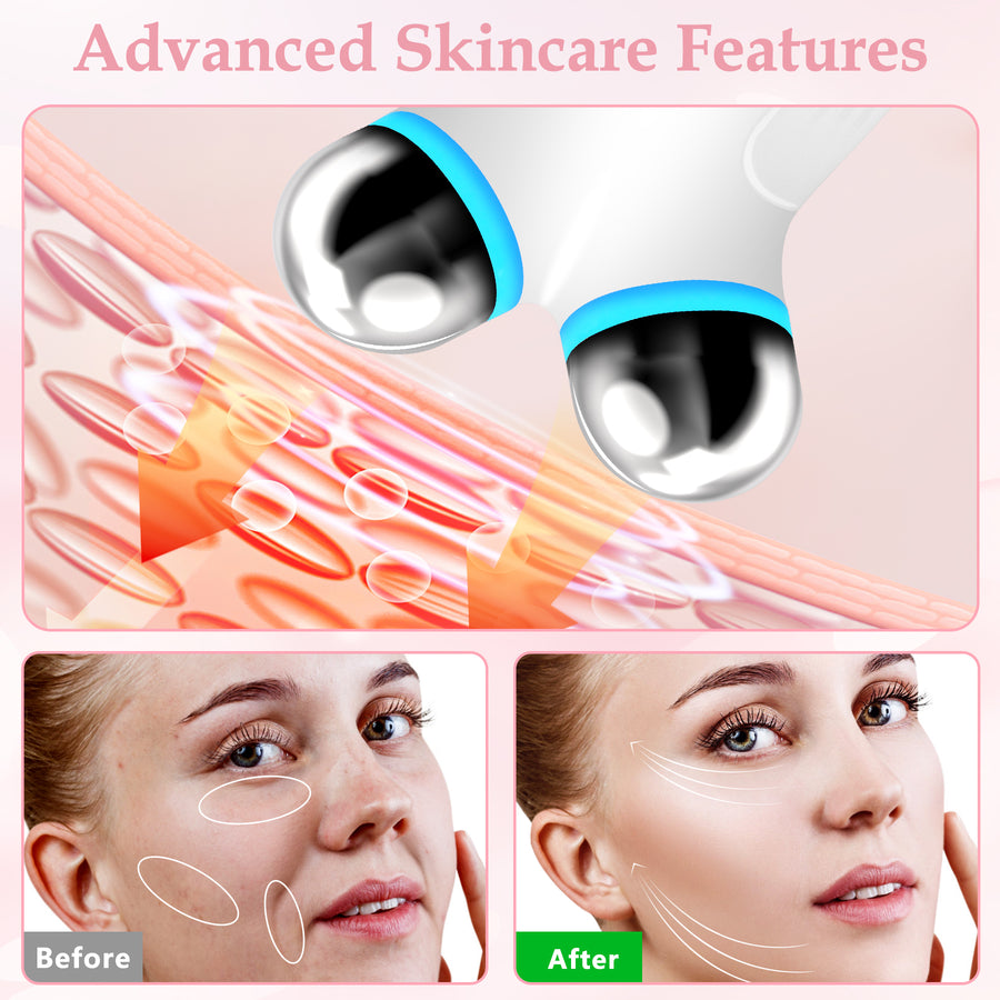 Microcurrent Facial Toning Device - LED Face Lifting & Skincare Absorption Beauty Tool