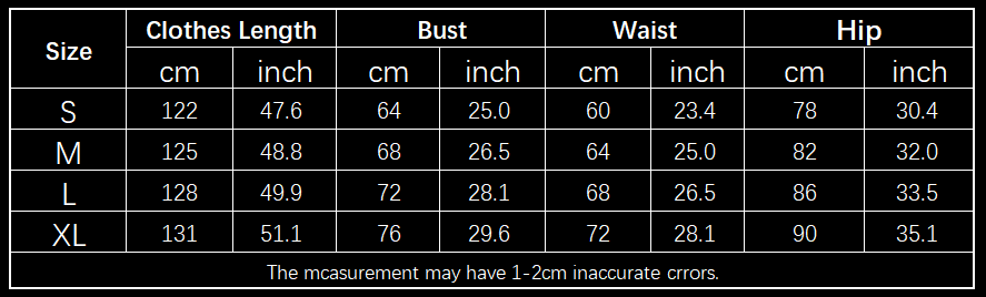 Size chart displaying measurements in centimeters and inches for a light blue long pants jumpsuit designed for yoga fitness and slim bodysuit fit, available in sizes S through XL.