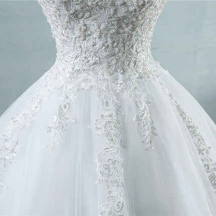 High Waist Wedding Dress With Deep V-neck - Royalessencelux