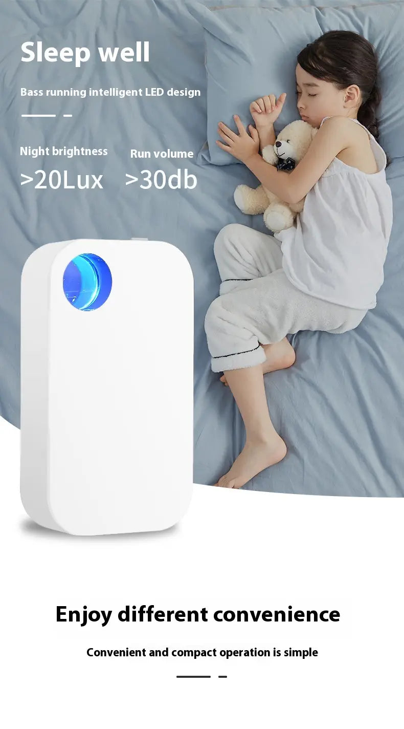 white rectangular portable household anion purifier air purifier with a glowing blue circular led on the front panel for anion purifier odor removal
