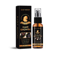 East Moon hair spray oil control growth treatment in a sleek amber glass bottle with black cap and gold-accented box