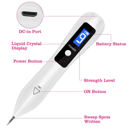 Skin Tag Repair Kit Portable Beauty Equipment Multi-Level With Home Usage USB Charging LCD Level Adjustable 6 Replaceable Needles - Royalessencelux
