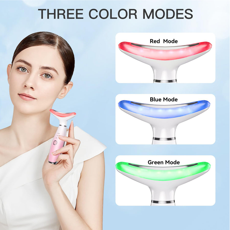 3-in-1 Neck & Face Massager with Warm Thermal and Vibration - Rechargeable Facial Sculpting Tool