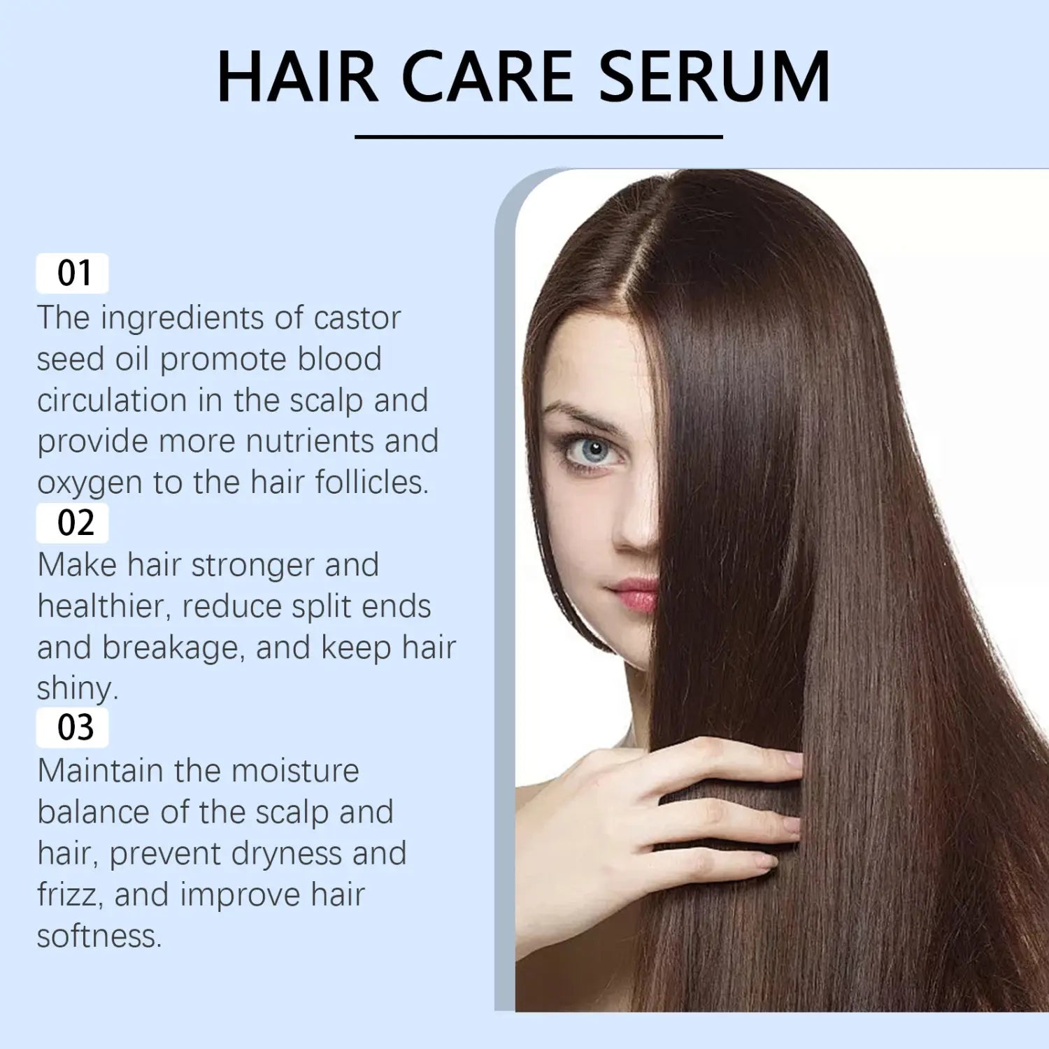 dark brown straight hair with a smooth and shiny texture illustrating the effectiveness of the hair care solution that improves hair smoothness