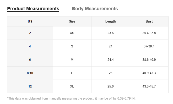 a table displaying the holidaya allover floral print knot one shoulder blouse product and body measurements for sizes xs to xl with corresponding length and bust dimensions in inches