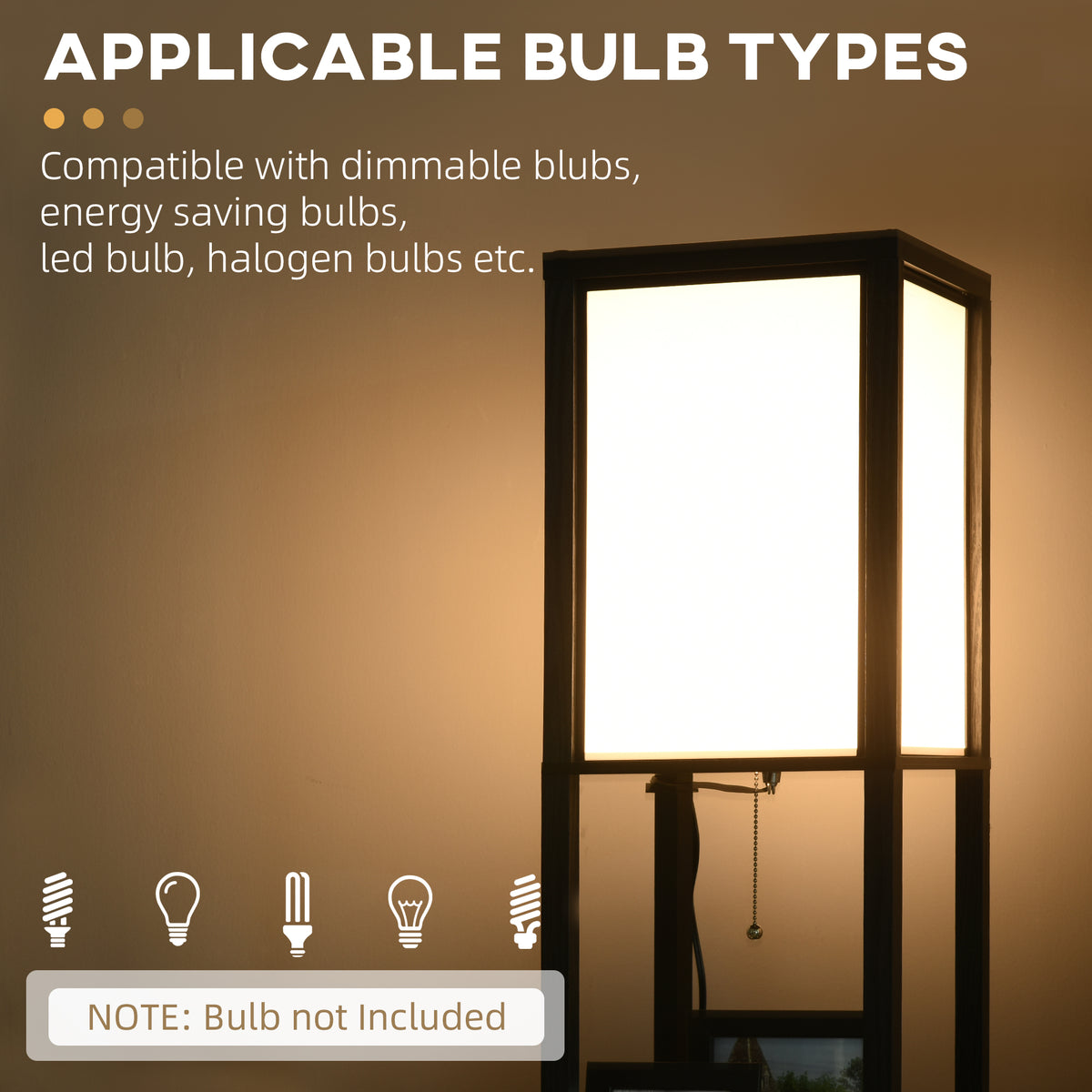 Modern shelf floor lamp with dual ambient light and storage shelves – view 3