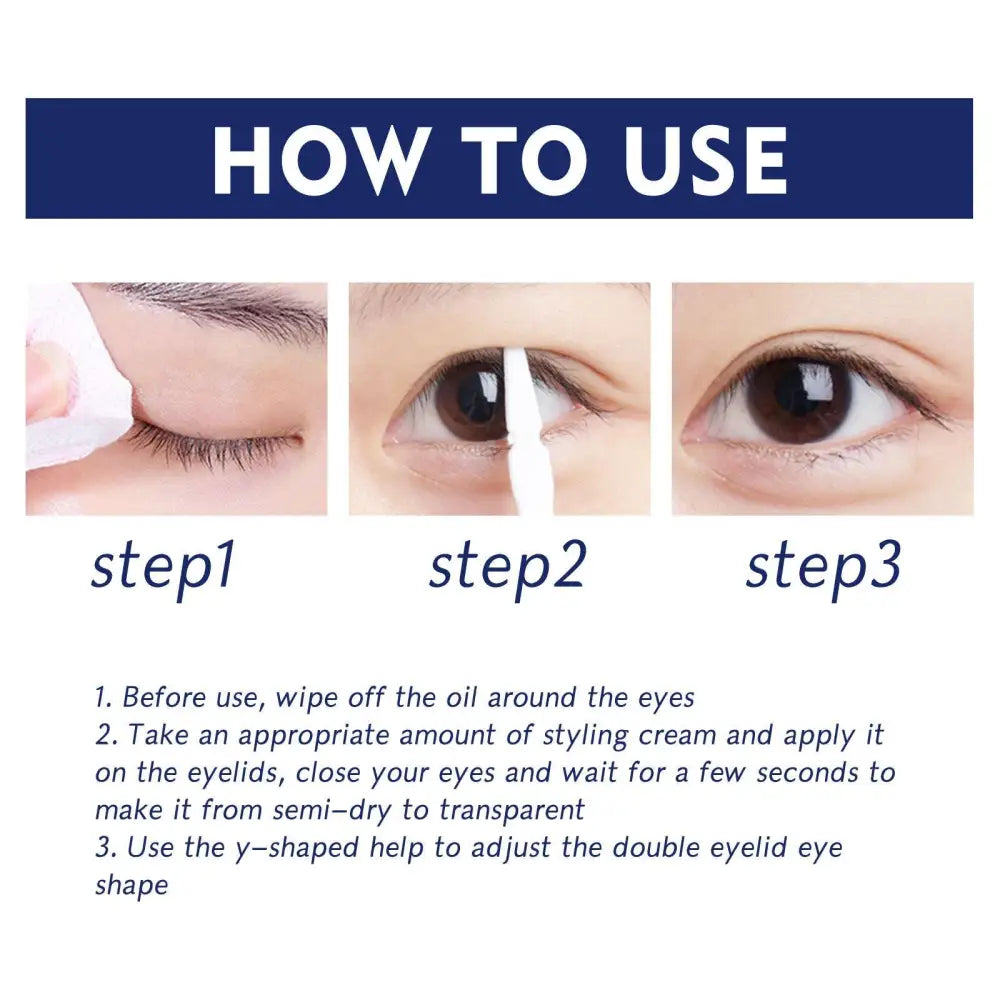 White y-shaped double eyelid applicator tool included with eelhoe double eyelid fixing cream for natural double eyelid enhancement