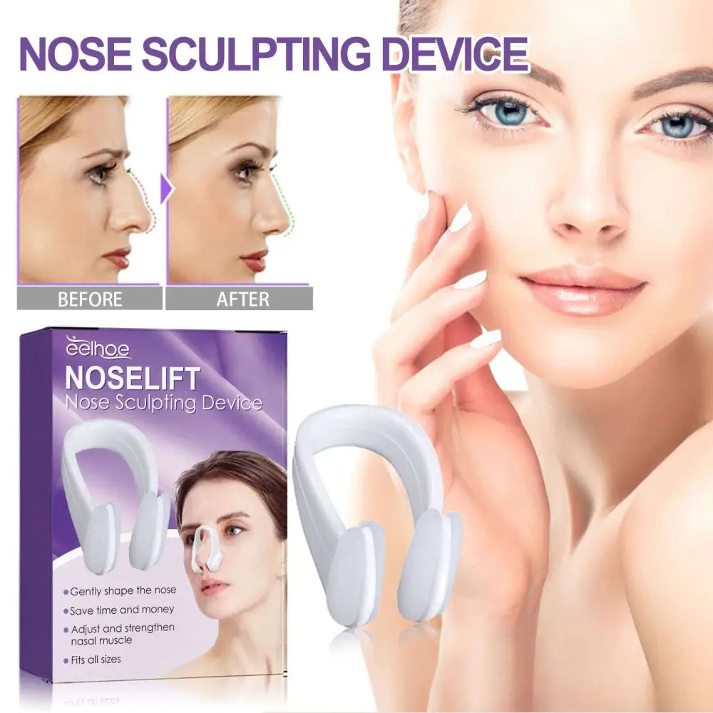 White plastic eelhoe nose shaper with curved design and soft padding for nose shaper tightening and straightening