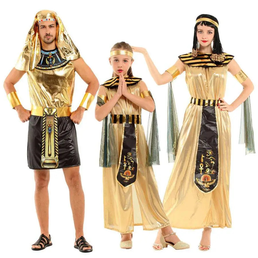 Gold and black egyptian costume masquerade cleopatra set for adults and children perfect for halloween cosplay costume