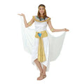 White and gold egyptian pharaoh costume with embroidered details and turquoise accents for family halloween celebration