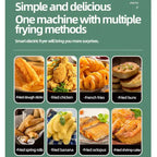 Electric air fryer with transparent lid and smart frying methods for cooking french fries and other fried foods