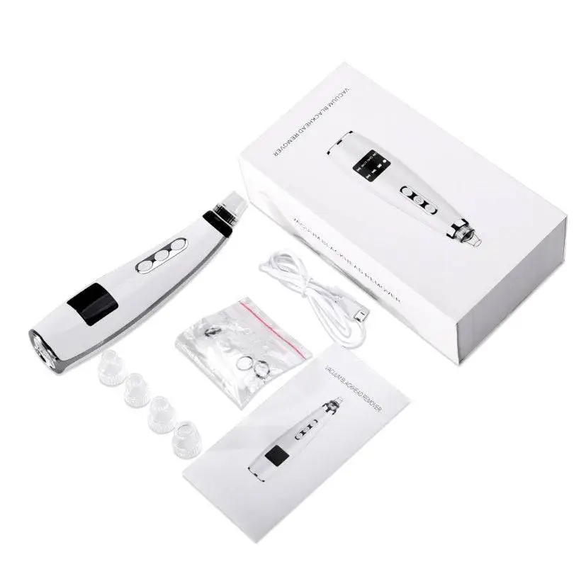 White and silver electric black head suction instrument with sleek ergonomic design for handheld use