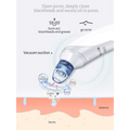 White plastic electric blackhead suction instrument with transparent blue-tinted suction head for effective blackhead removal