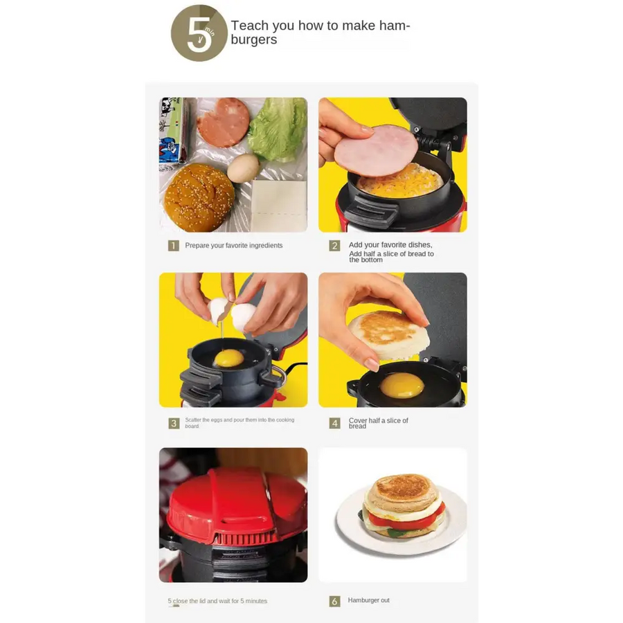 Déantóir Hamburgair Leictreach agus Tóstóir Uibhe